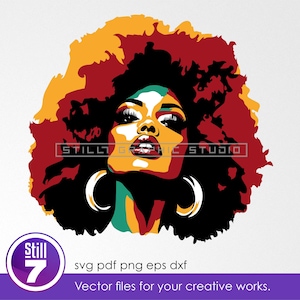 Pop Art afro queen SVG - Bold black girl magic for Cricut projects - svg eps dxf pdf png