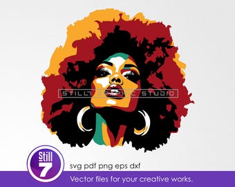 Pop Art afro queen SVG - Bold black girl magic for Cricut projects - svg eps dxf pdf png