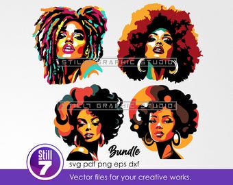 Afro Pop art woman SVG Cut File | Vibrant melanin beauty - svg eps dxf pdf png