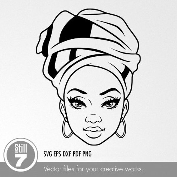 Black Woman svg - Headwrap svg - svg cutting file + eps dxf pdf png