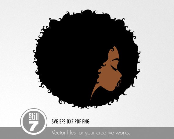 Black Woman Natural Hair svg - Afro Girl svg - svg cutting file + eps dxf pdf png