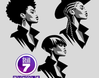 Black woman portrait svg bundle, Geometric shadow lady svg, 2 Color layered afro woman Cut File, Fashion Girl png dxf eps pdf