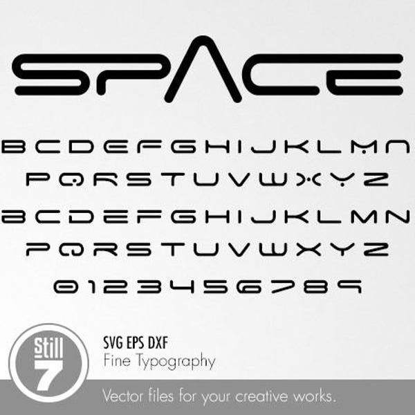 Space Alphabet + Emblem + Numbers - svg eps dxf