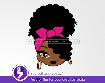 Afro puff SVG - Donna nera SVG - file di taglio SVG + eps dxf pdf png