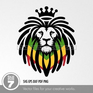 Stylized Rasta Lion SVG - Modern and Colorful Design - Perfect for DIY and Decorations - Easy-to-Use File with Separate Layers.
