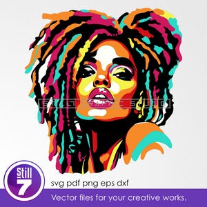 Afro Pop art woman SVG Cut File | Vibrant melanin beauty - svg eps dxf pdf png