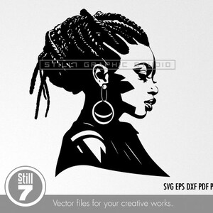 Elegant design of a Black Woman with Braids - svg cutting file + eps dxf pdf png