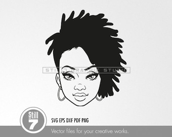 Black Woman svg - Dreadlocks svg - locs svg - svg cutting file + eps dxf pdf png