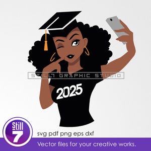 Class of 2025 svg - Senior 2025 svg - Black Woman svg - Afro Girl svg - svg cutting file + eps dxf pdf png