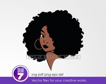 Black Woman svg - Afro Woman svg - svg cutting file + eps dxf pdf png