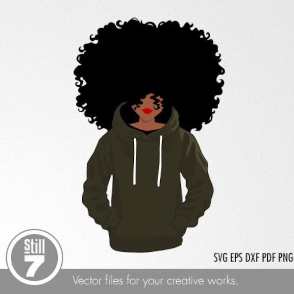 Afro vrouw svg - Afro-Amerikaanse Vrouw #4 - Zwarte vrouw - svg snijden bestanden + eps dxf pdf png