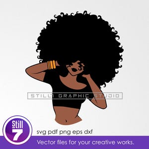 Black Woman Natural Hair svg - Afro Girl svg - svg cutting file + eps dxf pdf png