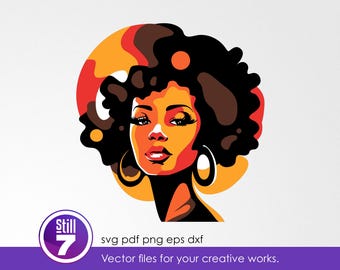 Black Woman flat design svg - Afro Woman svg - svg cutting file + eps dxf pdf png