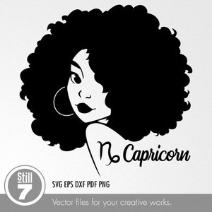 Black Woman svg - Afro Woman svg - Zodiac Capricorn svg - svg cutting file + eps dxf pdf png