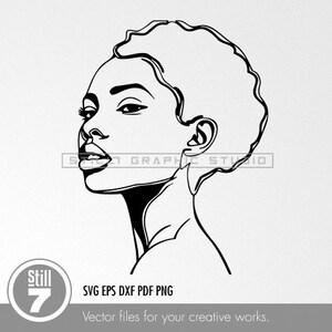 SVG Design African American Woman's Face - Sleek One Line Art Illustration - svg cutting file + eps dxf pdf png
