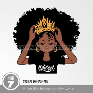 Regina afroamericana svg - Donna nera svg - file di taglio svg + eps dxf pdf png
