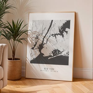 Minimalist New York Black and White Poster, Scandinavian Inspired Street Map, Gift Idea for a New Yorker Soul