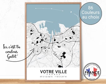 Custom city map, the rivers and seas in the color of your choice, Your personalized map