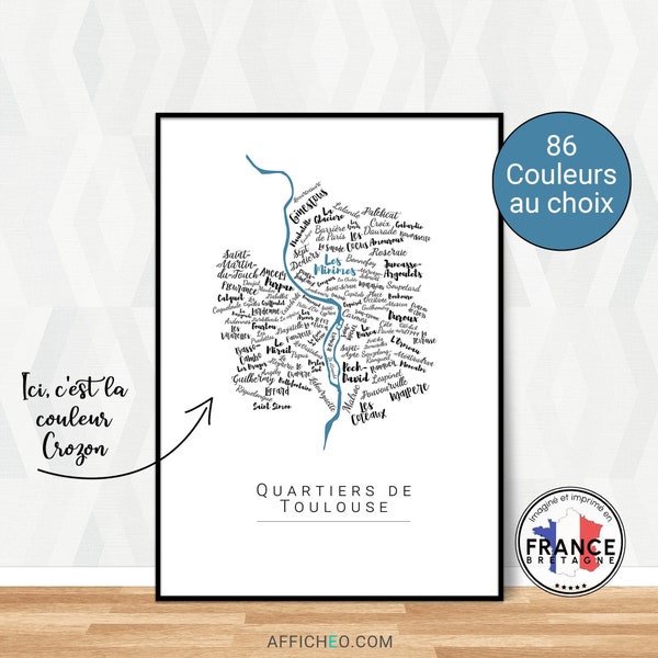 Affiche de Toulouse personnalisable, Poster déco moderne et design, Idée cadeau originale pour les expatriés