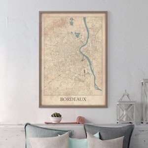 Affiche Bordeaux effet vintage, Impression fine art effet vieilli