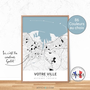 Custom city map, the rivers and seas in the color of your choice, Your personalized map