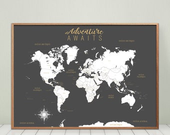 Carte Du Monde Etsy