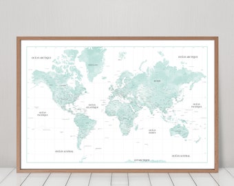 Carte Du Monde Etsy