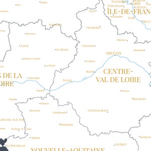 Carte de France, Carte des régions de France, Affiche décorative détaillée, Idée cadeau originale image 4