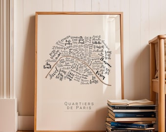 Custom Paris Map – Choose Your Favorite Neighborhood & Color – Personalized City Print – Paris Wall Art – Unique Travel Gift