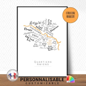 Affiche d'Amiens personnalisable, Décoration murale, Poster des villes de France, Idée cadeau originale