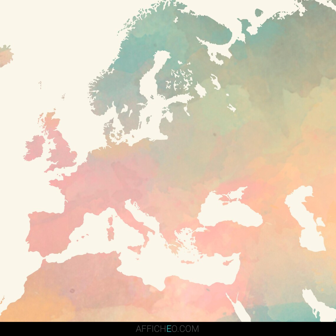 Printable Pastel World Map, Watercolor Wall Art, Living Room Decor ...