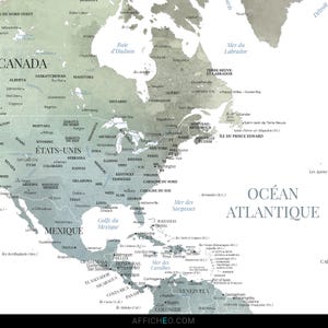 Zoom sur la Carte du monde murale aux couleurs minérales