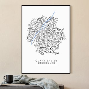 Carte personnalisée Bruxelles – Choisissez votre quartier & couleur – Affiche déco moderne – Idée cadeau belge originale image 6