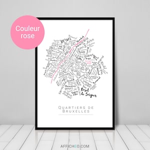 Carte personnalisée Bruxelles – Choisissez votre quartier & couleur – Affiche déco moderne – Idée cadeau belge originale image 9