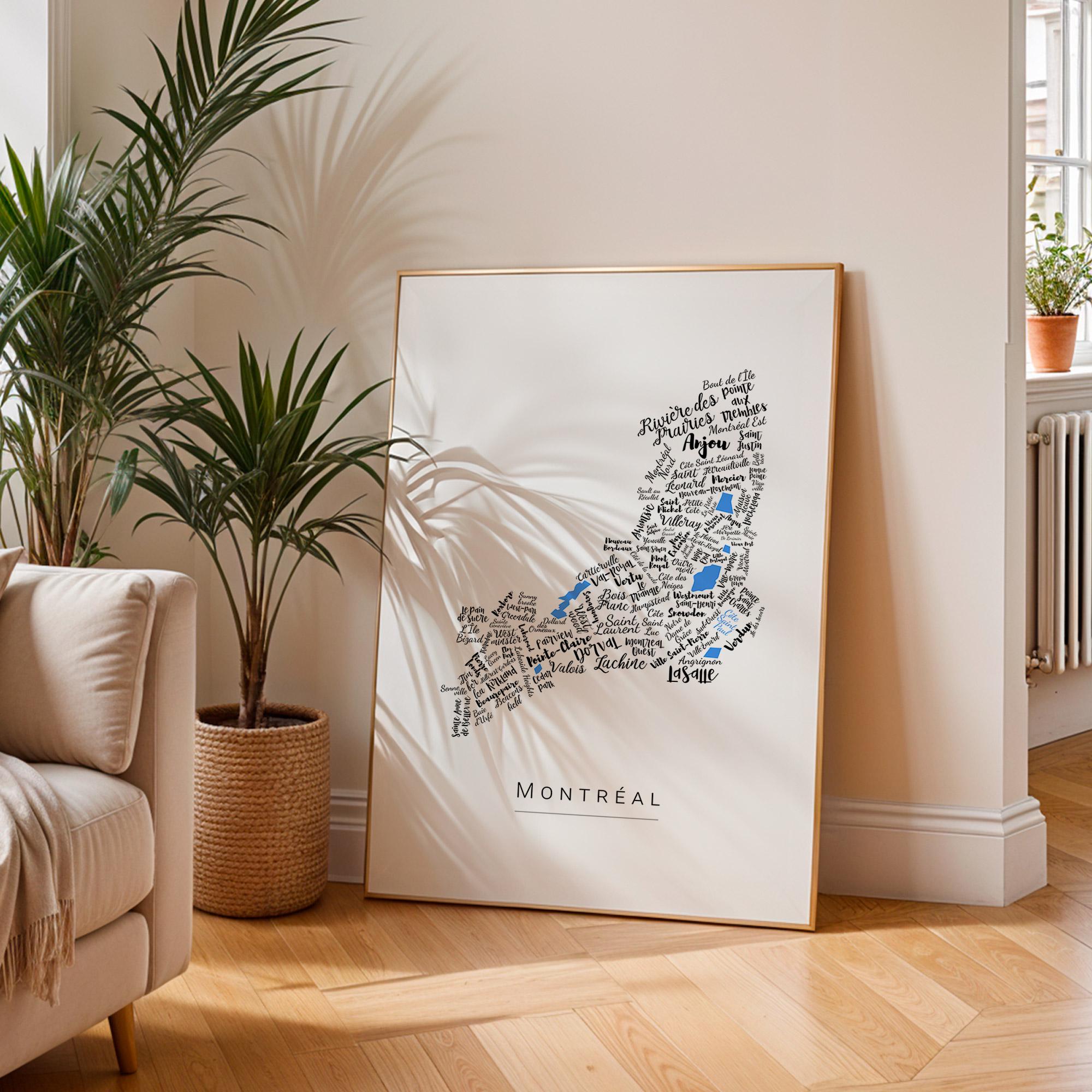 Personalized Montreal Poster – Minimalist Black and White Typographic