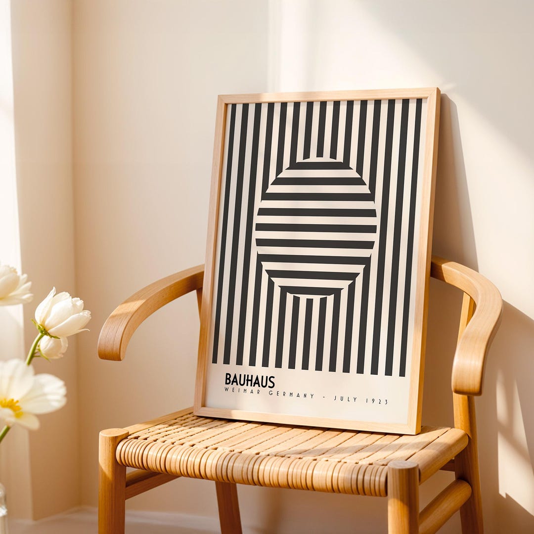 Modern Bauhaus Poster – Abstract Black Stripes Art Print - Etsy