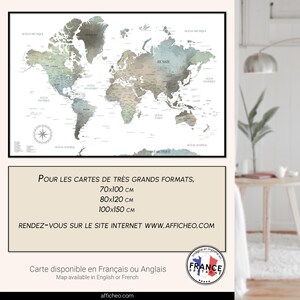 Carte du monde murale aux couleurs minérales
