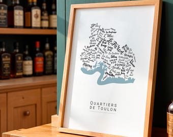 Customisable Toulon Poster – Highlight Your Favorite Neighborhood – Toulon District Map – Personalized Gift Idea