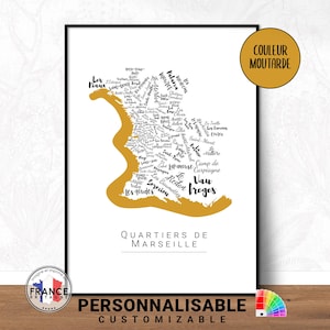 Personalized map of Marseille, Original gift idea