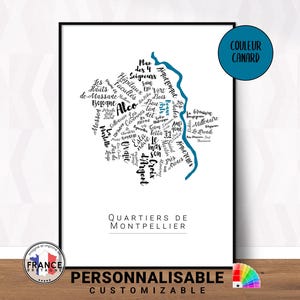 Custom Montpellier poster, gift idea for expatriate