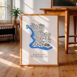 Affiche quartiers de Marseille personnalisable – Carte décorative moderne & unique