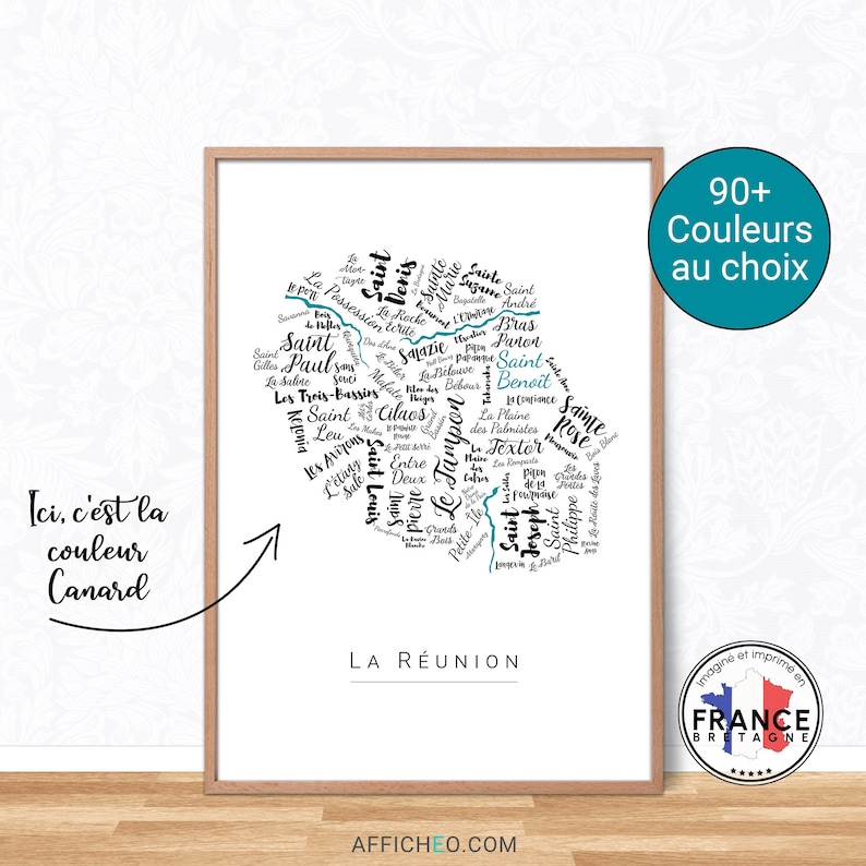 Customizable Reunion Island poster, Modern and designer decorative poster, Original gift idea image 5