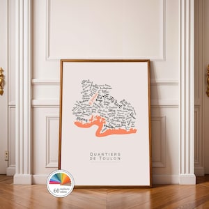 Customisable Toulon Poster – Highlight Your Favorite Neighborhood – Toulon District Map – Personalized Gift Idea