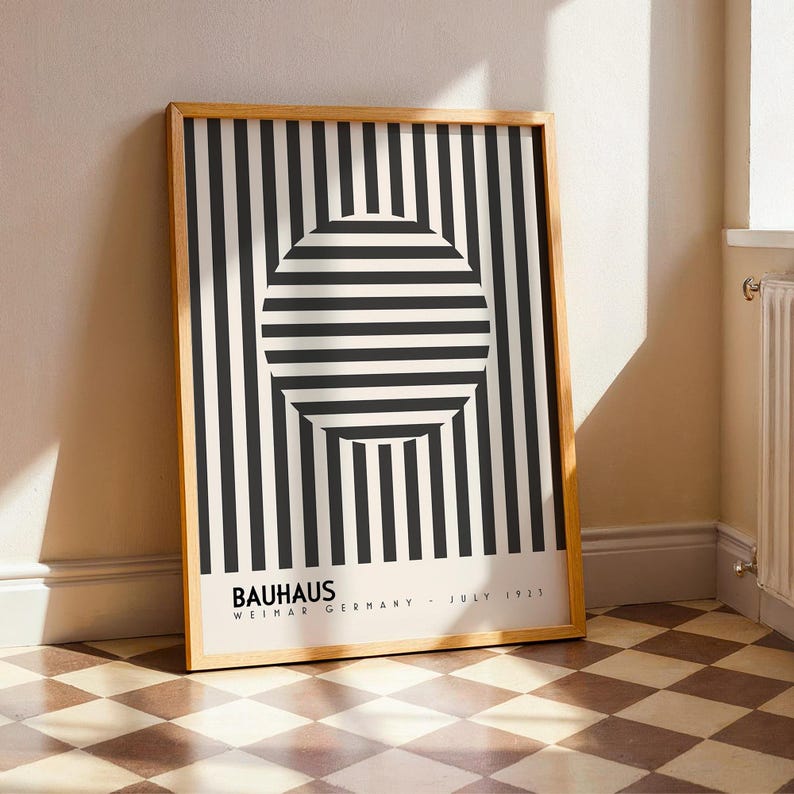 Modern Bauhaus Poster – Abstract Black Stripes Art Print - Etsy