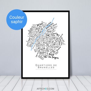 Carte personnalisée Bruxelles – Choisissez votre quartier & couleur – Affiche déco moderne – Idée cadeau belge originale image 8