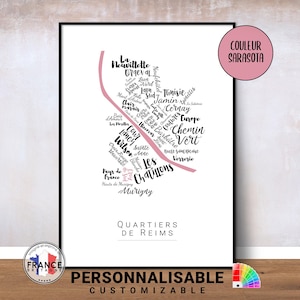 Affiche de Reims personnalisable, Idée cadeau pour un anniversaire