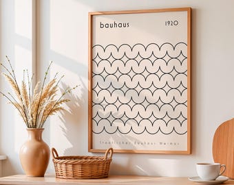 Bauhaus fine lines poster – modern minimalist geometric abstract black line art