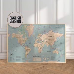 Atlas World Map, a large decorative wall map inspired by historic atlases