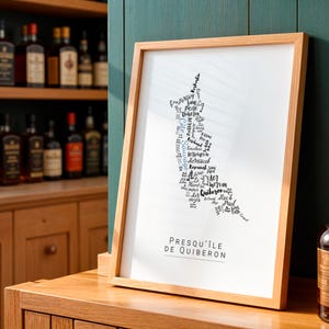 Affiche de Quiberon personnalisable, Carte originale des villes et villages de Quiberon