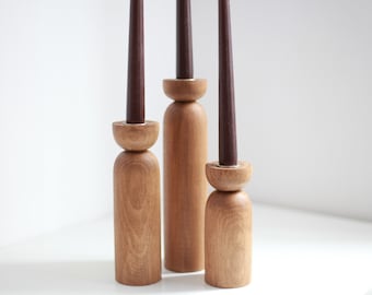 Set van 3 houten kandelaars: Scandinavisch tafeldecor
